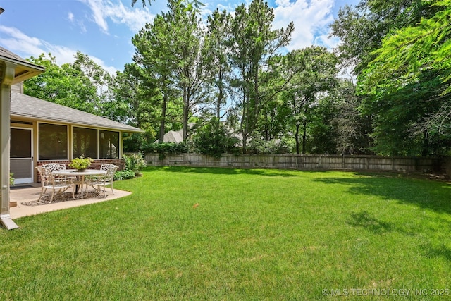 11586 S 66th E Ave, Bixby, OK 74008 - view of yard featuring a patio and a sunroom