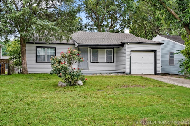 7128 E 5th Pl, Tulsa, OK 74112 - view of front of house featuring an attached garage, a porch, concrete driveway, and roof with shingles