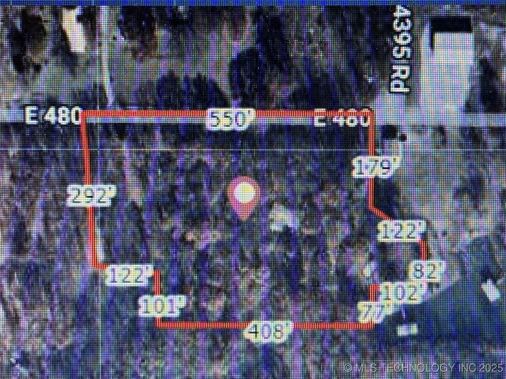 4402 E 480, Pryor, OK 74361 - aerial map of property and surrounding area with property boundaries highlighted