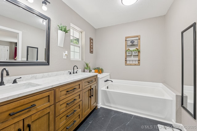 363270 E 5700th Rd, Jennings, OK 74038 - bathroom with double vanity and a bath