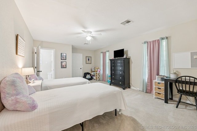 363270 E 5700th Rd, Jennings, OK 74038 - bedroom with light carpet and ceiling fan