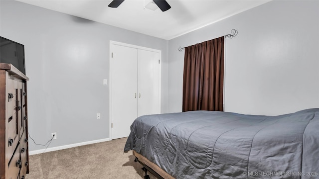 6063 Wilson, Durant, OK 74701 - carpeted bedroom featuring baseboards, a closet, and ceiling fan