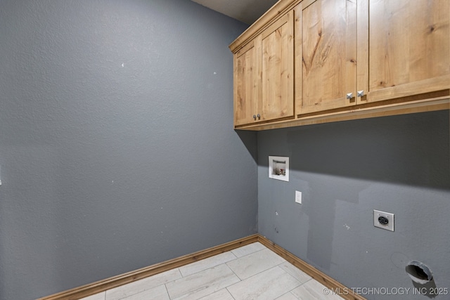 15303 Foreacre Cir, Sapulpa, OK 74066 - laundry area with cabinet space, electric dryer hookup, washer hookup, and baseboards