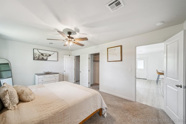 11860 N 68th W Ave, Sperry, OK 74073 - bedroom with light colored carpet, a ceiling fan, and baseboards