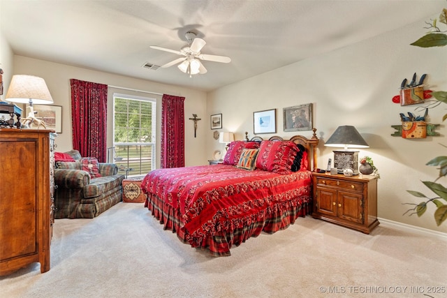 5070 Lake Breeze Rd, Grove, OK 74344 - bedroom featuring light carpet and a ceiling fan
