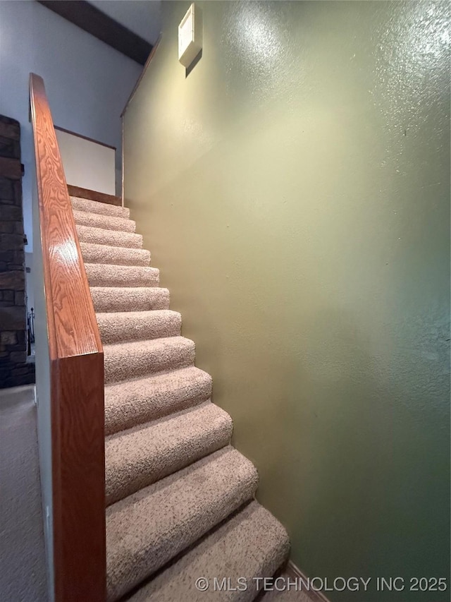 1808 N Woodland, Drumright, OK 74030 - staircase with carpet and baseboards