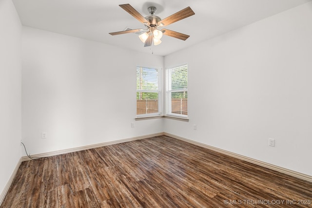3923 Bryan Rd, Durant, OK 74701 - empty room with wood finished floors, baseboards, and ceiling fan
