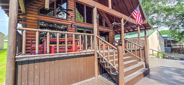 116433 S 4210th Rd, Eufaula, OK 74432 - deck featuring ceiling fan