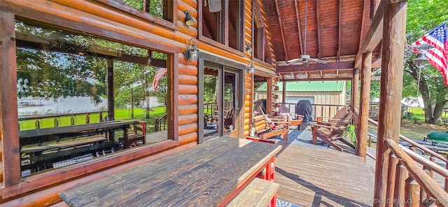 116433 S 4210th Rd, Eufaula, OK 74432 - wooden terrace with a ceiling fan