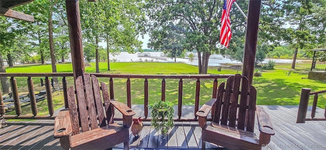 116433 S 4210th Rd, Eufaula, OK 74432 - wooden terrace with a water view and a lawn