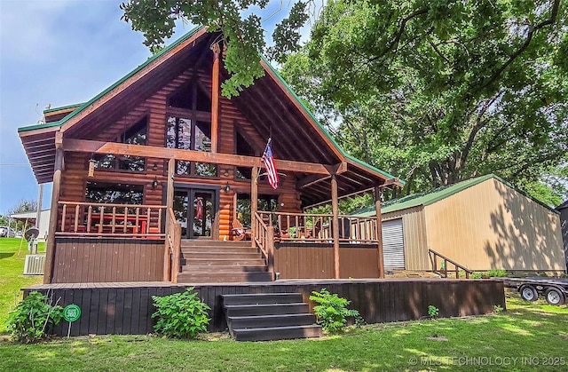 116433 S 4210th Rd, Eufaula, OK 74432 - view of front facade featuring stairs and a front lawn