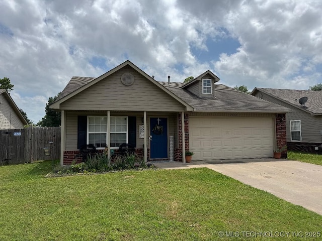 7882 E 132nd Pl S, Bixby, OK 74008 - view of front of property featuring brick siding, covered porch, an attached garage, driveway, and a shingled roof