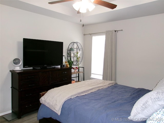 7882 E 132nd Pl S, Bixby, OK 74008 - bedroom with wood finished floors and a ceiling fan