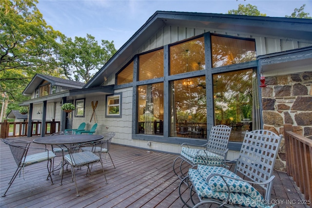 18341 W Woodhaven, Cookson, OK 74427 - wooden deck featuring outdoor dining area