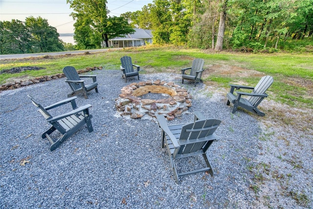 18341 W Woodhaven, Cookson, OK 74427 - view of green lawn with an outdoor fire pit