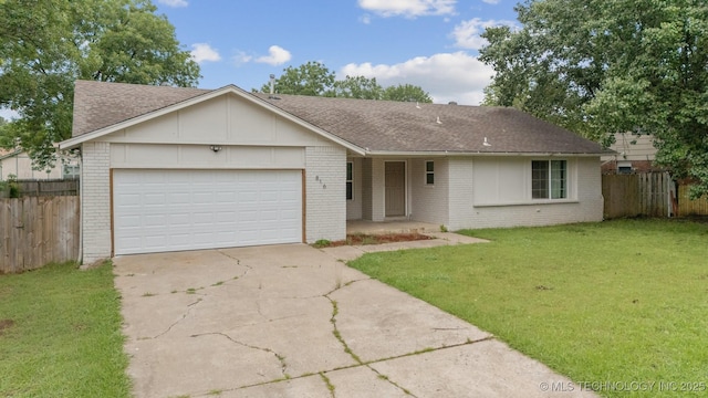 816 W Birmingham St, Broken Arrow, OK 74011 - single story home with brick siding, concrete driveway, a shingled roof, and an attached garage