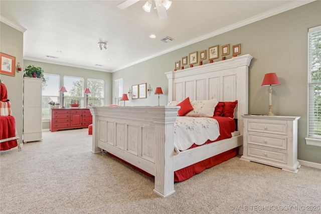 18578 S 269th E Ave, Haskell, OK 74436 - bedroom with light carpet, crown molding, ceiling fan, and recessed lighting