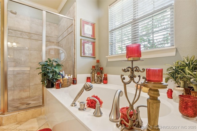 18578 S 269th E Ave, Haskell, OK 74436 - bathroom with a shower stall, a bath, and tile patterned floors