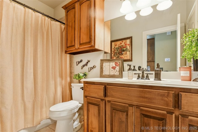 18578 S 269th E Ave, Haskell, OK 74436 - full bathroom featuring toilet, vanity, tile patterned floors, and a shower with curtain