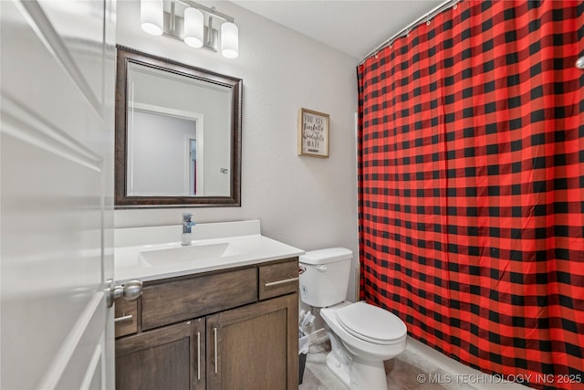7000 S Elder Ave, Broken Arrow, OK 74011 - bathroom with vanity, toilet, and a shower with shower curtain