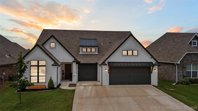 7000 S Elder Ave, Broken Arrow, OK 74011 - modern inspired farmhouse featuring board and batten siding, driveway, a front lawn, and a shingled roof
