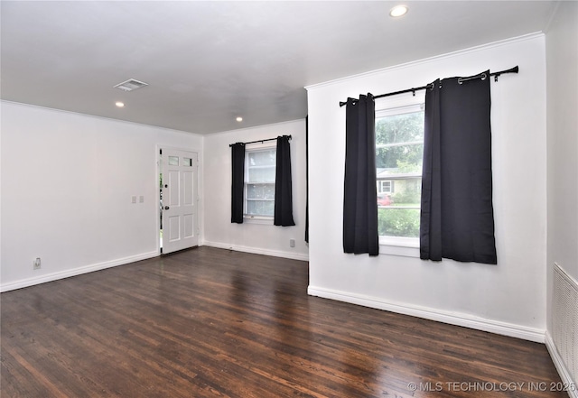 1373 E 42nd Pl N, Tulsa, OK 74105 - unfurnished room featuring wood finished floors, baseboards, ornamental molding, and recessed lighting