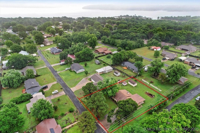 32112 E 721st Rd, Wagoner, OK 74467 - aerial perspective of suburban area with property parcel outlined