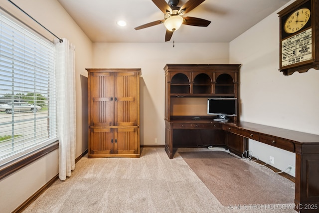 21 E 171st St S, Glenpool, OK 74033 - office with light carpet, ceiling fan, and baseboards