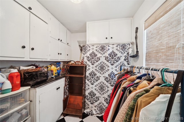 528 S Muskogee, Tahlequah, OK 74464 - kitchen featuring white cabinets and dark countertops