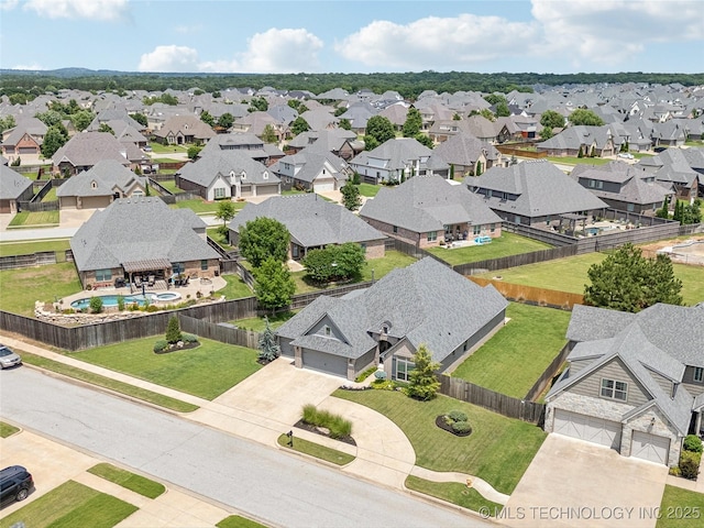 12909 S First St, Jenks, OK 74037 - aerial view of residential area featuring a pool