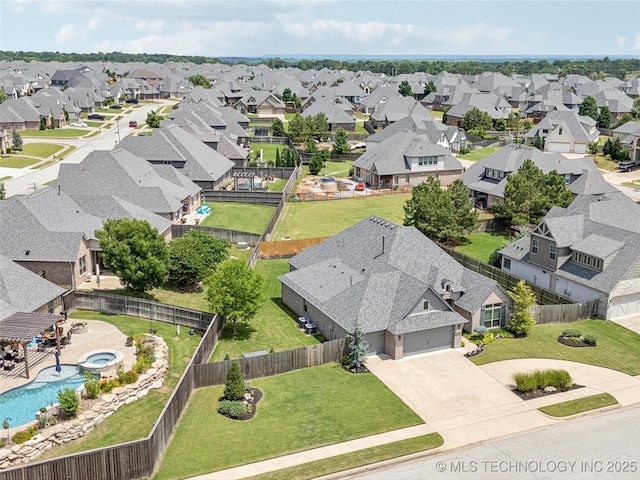 12909 S First St, Jenks, OK 74037 - aerial perspective of suburban area with a pool area