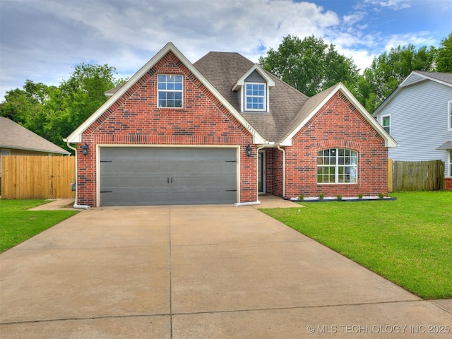12411 E 90th St N, Owasso, OK 74055 - traditional home with brick siding, driveway, a garage, and a shingled roof