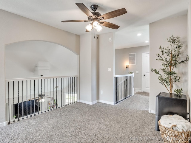 12411 E 90th St N, Owasso, OK 74055 - unfurnished room featuring ceiling fan, carpet, recessed lighting, and baseboards