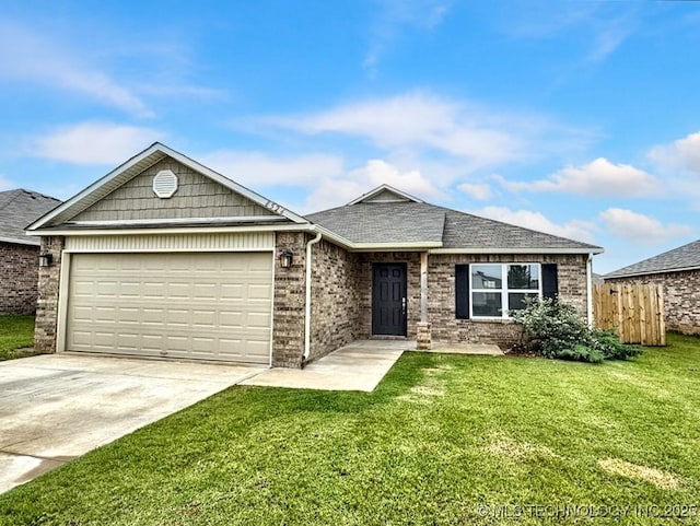 8526 E 161st Pl S, Bixby, OK 74008 - ranch-style house with a garage, driveway, brick siding, and roof with shingles