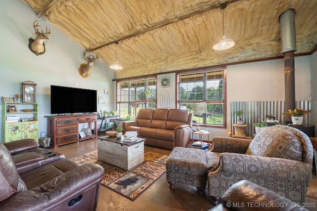 3819 129th Rd, Panola, OK 74559 - living area with wood ceiling