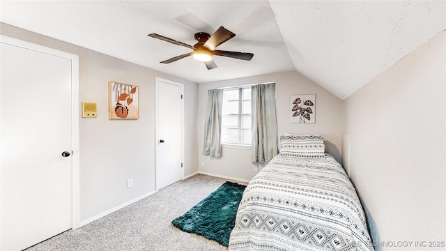 1120 N Juniper Pl, Broken Arrow, OK 74012 - carpeted bedroom with lofted ceiling, a ceiling fan, and baseboards