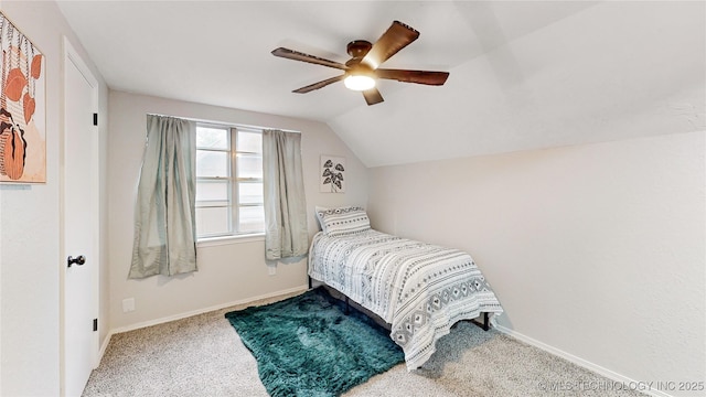 1120 N Juniper Pl, Broken Arrow, OK 74012 - bedroom with carpet flooring, lofted ceiling, ceiling fan, and baseboards