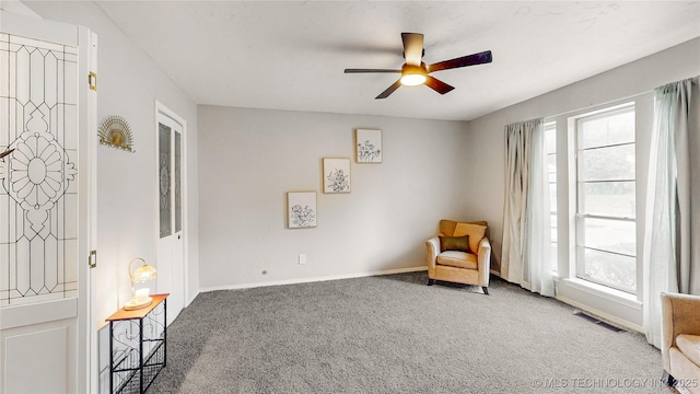1120 N Juniper Pl, Broken Arrow, OK 74012 - sitting room with a ceiling fan, carpet flooring, and baseboards