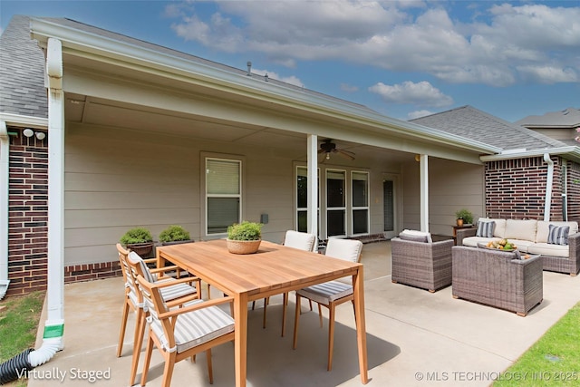 324 E 125th Pl S, Jenks, OK 74037 - view of patio featuring an outdoor living space, outdoor dining space, and ceiling fan