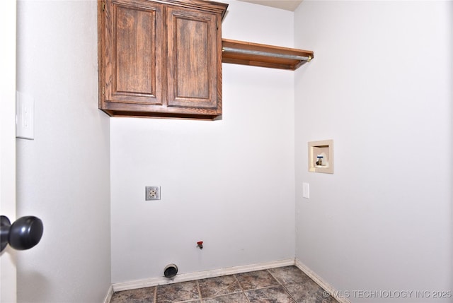 307 W K St, Jenks, OK 74037 - laundry area featuring hookup for an electric dryer, baseboards, hookup for a washing machine, cabinet space, and gas dryer hookup