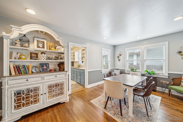 2124 E 19th St, Tulsa, OK 74104 - dining area featuring light wood finished floors, baseboards, and recessed lighting