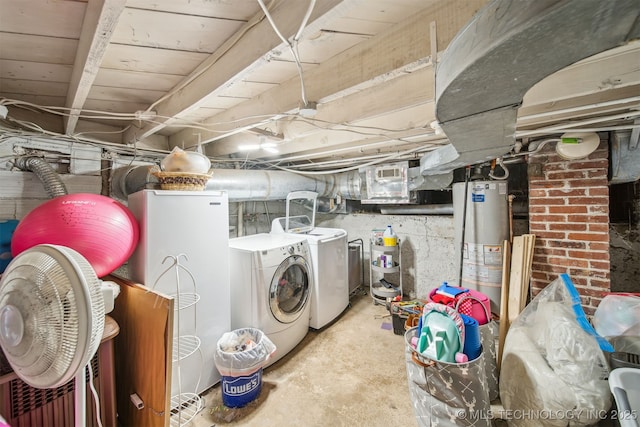 2124 E 19th St, Tulsa, OK 74104 - laundry room featuring water heater and separate washer and dryer