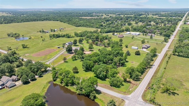 31102 S 4190th Rd, Inola, OK 74036 - aerial overview of property's location featuring a large body of water and rural landscape