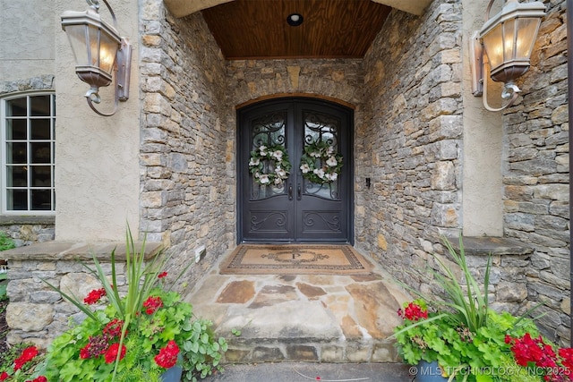 5912 E 119th St, Tulsa, OK 74137 - entrance to property with stone siding and french doors