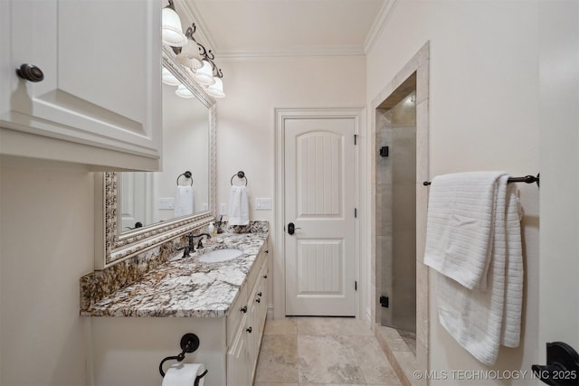 5912 E 119th St, Tulsa, OK 74137 - full bath with crown molding, a shower stall, and vanity