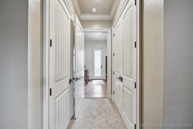 5912 E 119th St, Tulsa, OK 74137 - corridor featuring crown molding and light carpet
