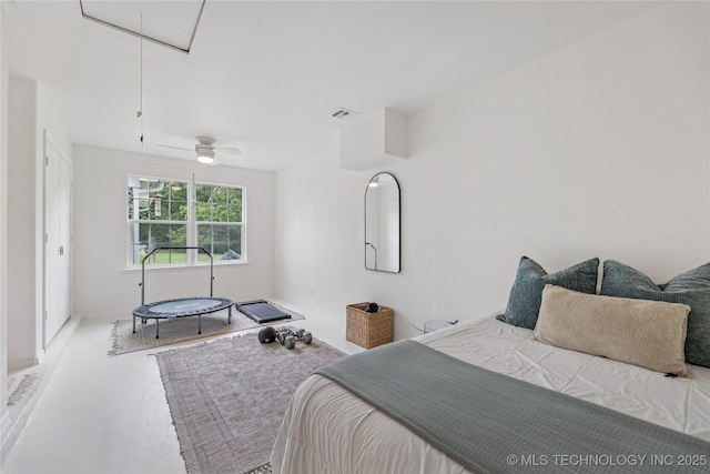 11587 W 86th St S, Sapulpa, OK 74066 - bedroom featuring attic access, a ceiling fan, and baseboards