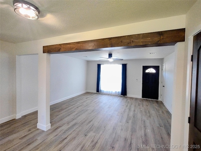 1400 NE 3rd St, Pryor, OK 74361 - entrance foyer with light wood finished floors, baseboards, and ceiling fan