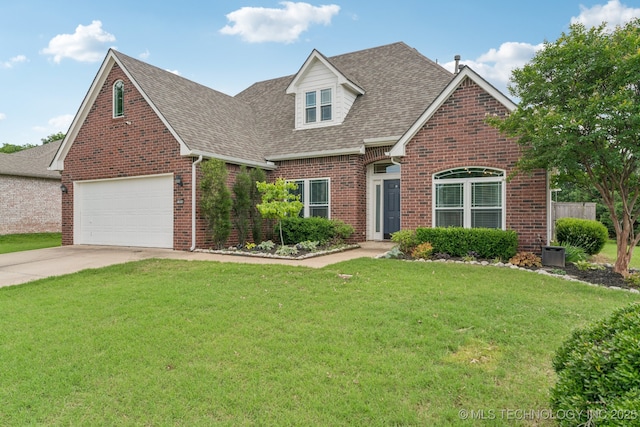 19804 E 45th St S, Broken Arrow, OK 74014 - view of front facade featuring brick siding, roof with shingles, driveway, and a garage
