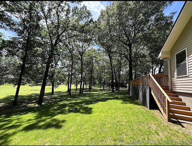 3109 Buffalo Ln, Grove, OK 74344 - view of green lawn with stairway
